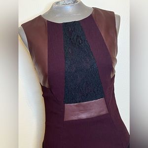 Sunaj Maroon a little lace and Faux leather dress As is